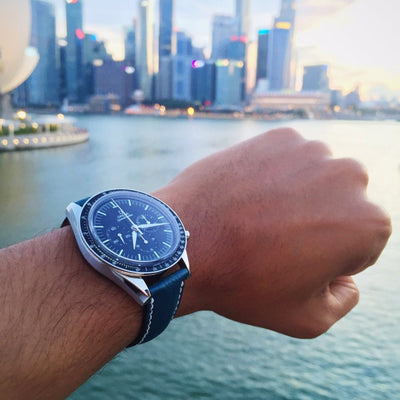 Bespoke Watch Strap in Navy Blue Chevre