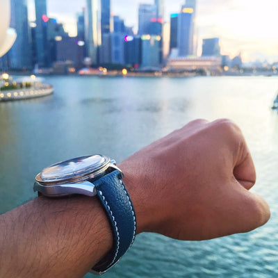 Bespoke Watch Strap in Navy Blue Chevre