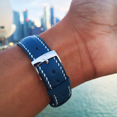 Bespoke Watch Strap in Navy Blue Chevre