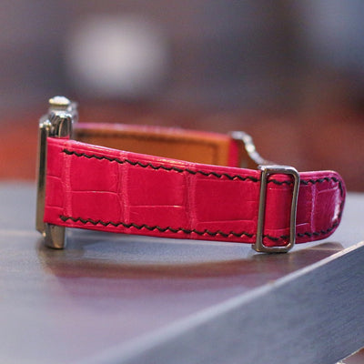 Bespoke Watch Strap in Fuchsia Pink Crocodile