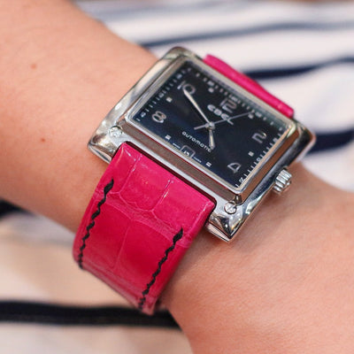 Bespoke Watch Strap in Fuchsia Pink Crocodile
