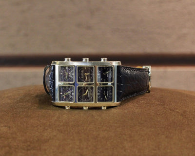 Bespoke Watch Strap in Black Circular Grains Alligator