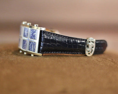 Bespoke Watch Strap in Black Circular Grains Alligator