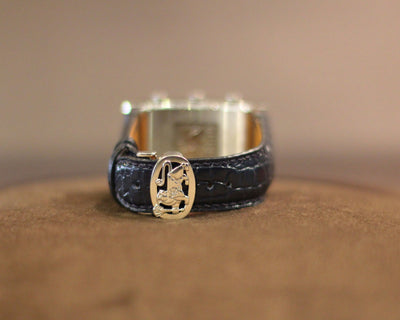 Bespoke Watch Strap in Black Circular Grains Alligator