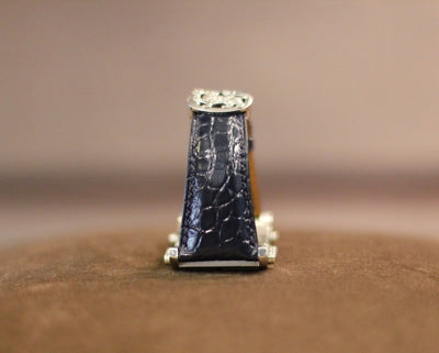 Bespoke Watch Strap in Black Circular Grains Alligator