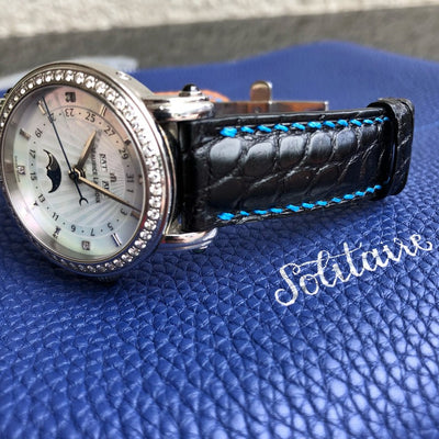 Bespoke Watch Strap in Black Circular Grains Alligator