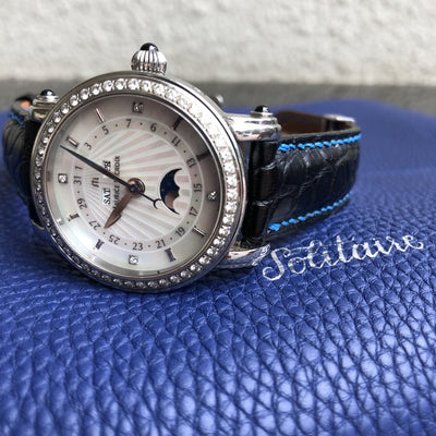 Bespoke Watch Strap in Black Circular Grains Alligator