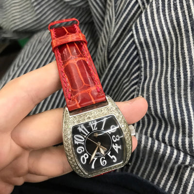 Bespoke Watch Strap in Blood Red Crocodile