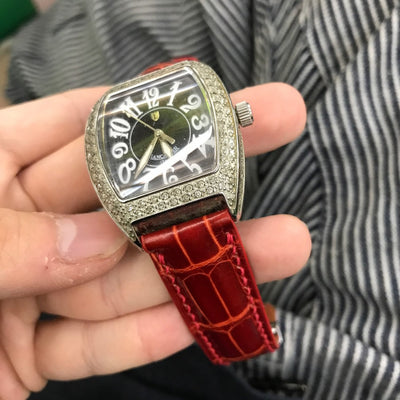Bespoke Watch Strap in Blood Red Crocodile