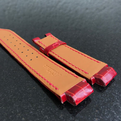 Bespoke Watch Strap in Blood Red Crocodile