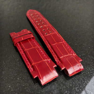 Bespoke Watch Strap in Blood Red Crocodile