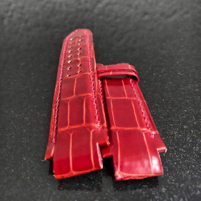 Bespoke Watch Strap in Blood Red Crocodile