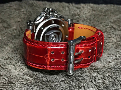 Bespoke Watch Strap in Blood Red Crocodile