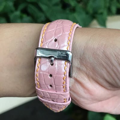 Bespoke Watch Strap in Baby Pink Circular Grains Alligator