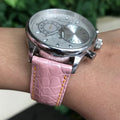 Bespoke Watch Strap in Baby Pink Circular Grains Alligator
