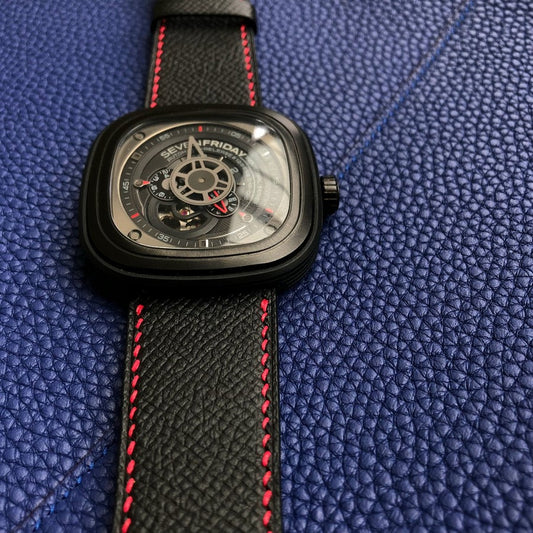 Bespoke Watch Strap in Black Chevre