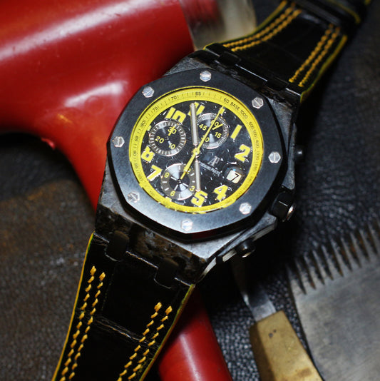 Bespoke Watch Strap in Black Crocodile