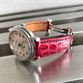 Bespoke Watch Strap in Fuchsia Pink Crocodile