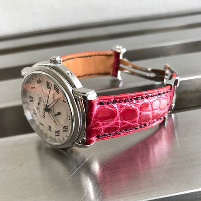 Bespoke Watch Strap in Fuchsia Pink Crocodile