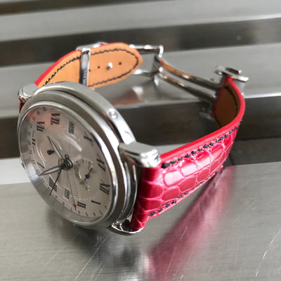 Bespoke Watch Strap in Fuchsia Pink Crocodile