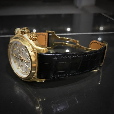 Bespoke Watch Strap in Black Crocodile