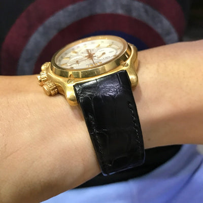 Bespoke Watch Strap in Black Crocodile