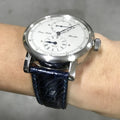 Bespoke Watch Strap in Electric Blue Circular Grains Alligator