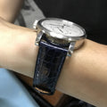 Bespoke Watch Strap in Electric Blue Circular Grains Alligator