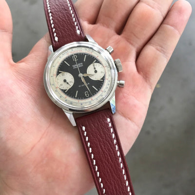 Bespoke Watch Strap in Maroon Red Chevre
