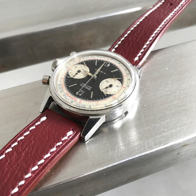 Bespoke Watch Strap in Maroon Red Chevre