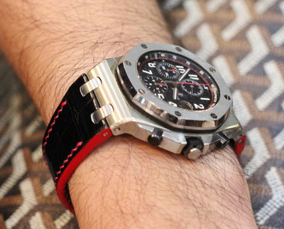 Bespoke Watch Strap in Black Crocodile