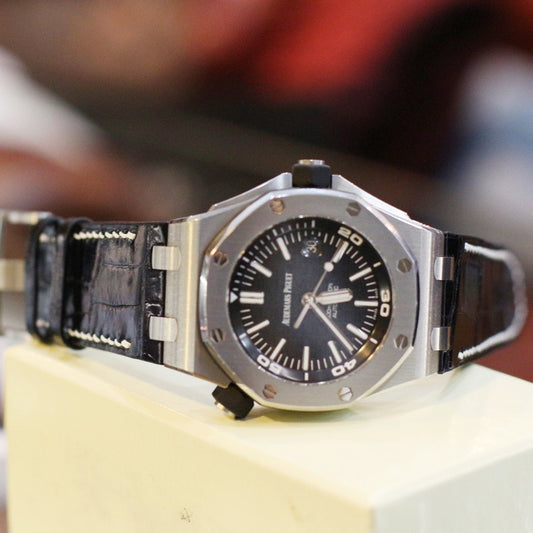 Bespoke Watch Strap in Black Crocodile