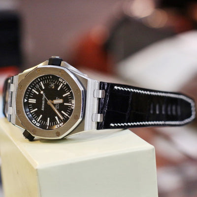 Bespoke Watch Strap in Black Crocodile