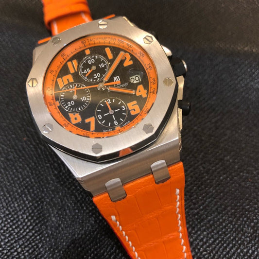 Bespoke Watch Strap in Volcanic Orange Alligator