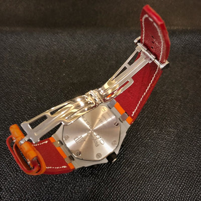 Bespoke Watch Strap in Volcanic Orange Alligator