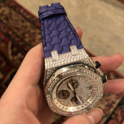 Bespoke Watch Strap in Electric Blue Python