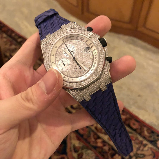 Bespoke Watch Strap in Electric Blue Python