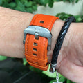 Bespoke Watch Strap in Orange Chevre