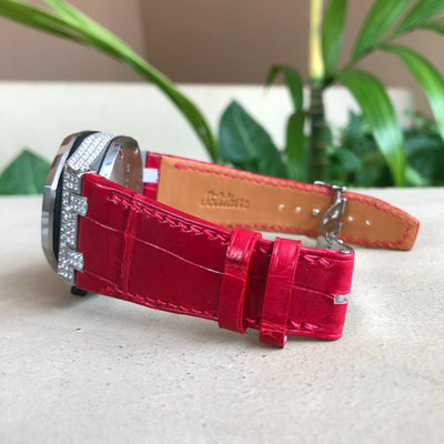 Bespoke Watch Strap in Blood Red Crocodile