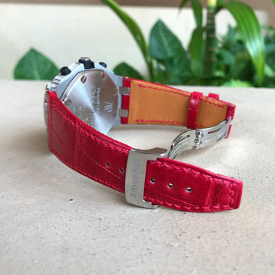 Bespoke Watch Strap in Blood Red Crocodile