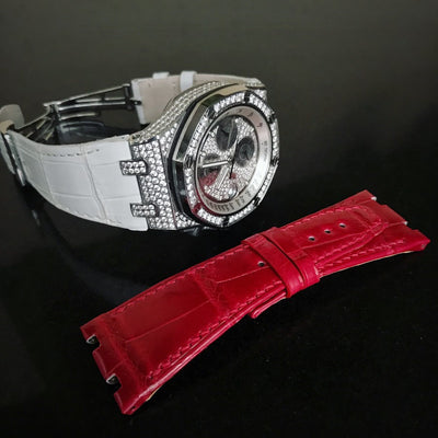 Bespoke Watch Strap in Blood Red Crocodile
