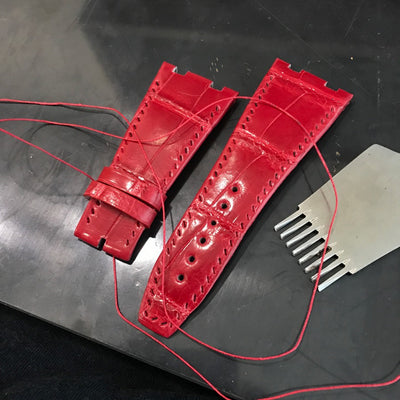 Bespoke Watch Strap in Blood Red Crocodile