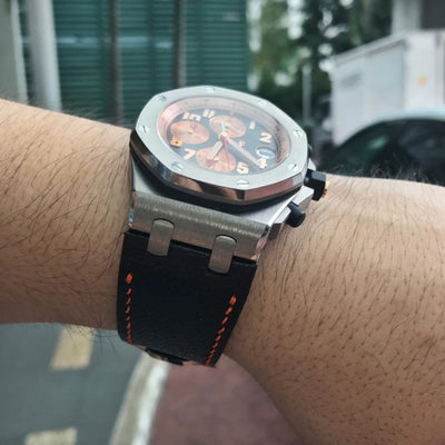 Bespoke Watch Strap in Black Chevre