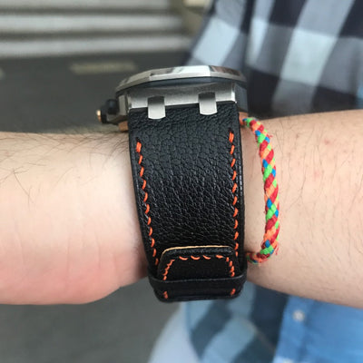 Bespoke Watch Strap in Black Chevre