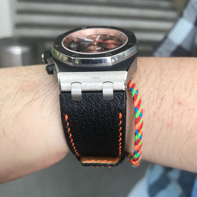 Bespoke Watch Strap in Black Chevre