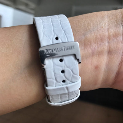 Bespoke Watch Strap in White Circular Grains Alligator