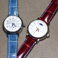 Bespoke Watch Straps in Sky Blue & Ferrari Red Crocodile
