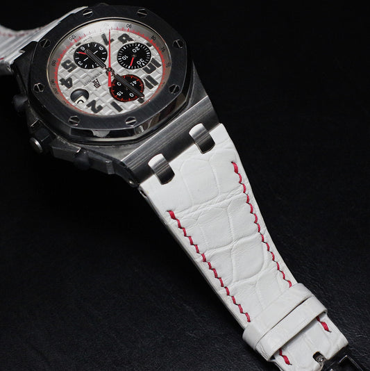 Bespoke Watch Strap in White Crocodile