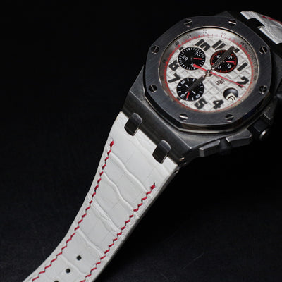 Bespoke Watch Strap in White Crocodile