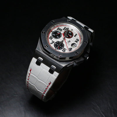 Bespoke Watch Strap in White Crocodile